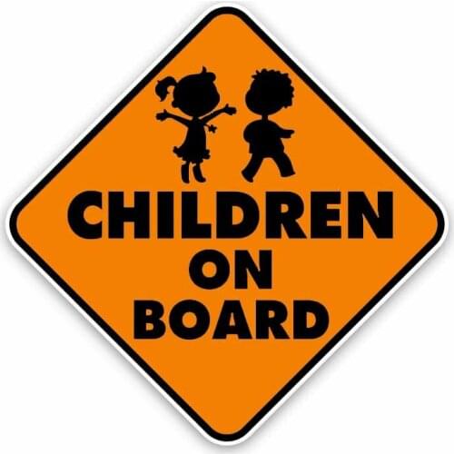 CHILDREN ON BOARD Car Sticker Boys and Girls Warning Decal Creative Stickers PVC,14cm*14cm