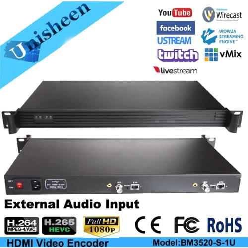 H.265 HEVC MPEG-4 AVC/H.264 2in1 HD SDI Video Encoder HDMI Transmitter live Broadcast encoder H264 encoder