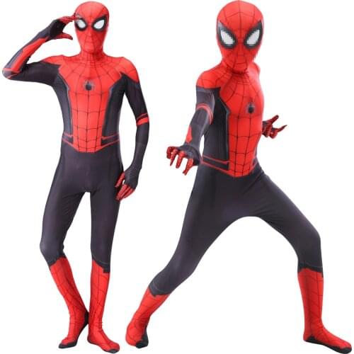 Halloween Spandex 3D Printed Adult Kids Spider Cosplay Red And Black Birthday Stage Performance Superhero Zentai Suits Dress
