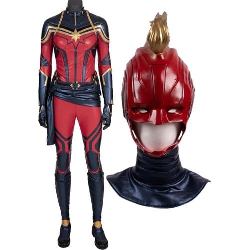 Adult Women Superheroine Captain Carol Danvers Suits Cosplay Costume Outfit Halloween Party Full Props Suit