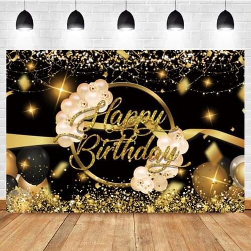 Laeacco Golden Light Bokeh Balloon Birthday Photo Photography Background Photographic Photography Backdrop For Photo Studio