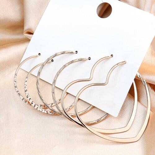 Trendy 3Pcs/Set Frosted Love Circle Hoop Earrings for Women Punk Style Silver Color Geometric Earrings Party Accessories Jewelry