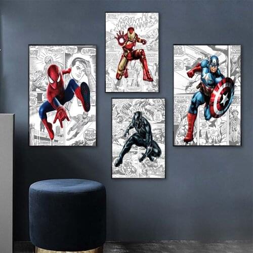 Marvel Comics Avengers Canvas Painting Captain America Spiderman Posters and Prints Wall Art Pictures for Living Room Home Decor