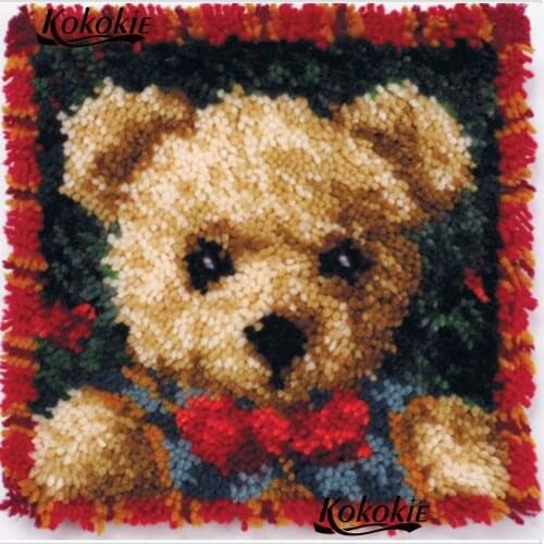 Handicraft Pillowcase Making kits cushion blanket latch hook bear embroider needlework kit crochet embroidery yarn cross stitch