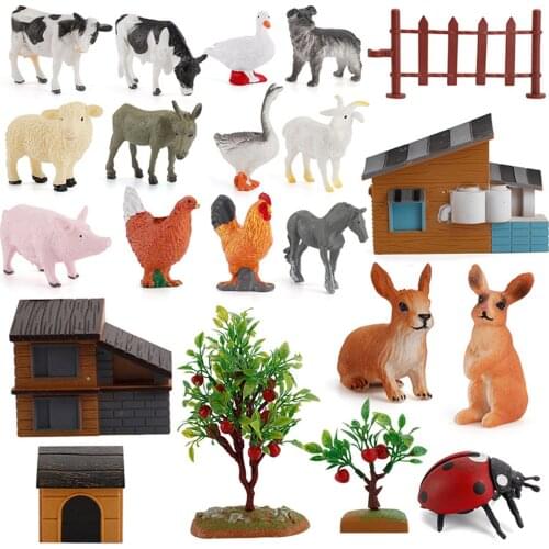 21Pcs Farm Animals Set Learning Education Gift Farm Figurines Playset Farm Animal Figures TOY for Party Boys Girls