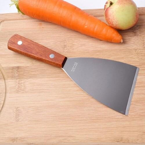 Stainless Steel Steak Shovel Pancake Flipping Spatula Grill Scraper Spatula Wooden Handle Cooking Tuner Kitchen Spatula Tools