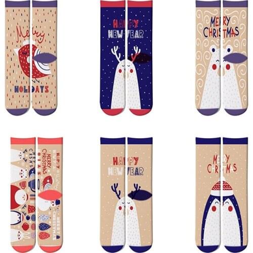 2020 New Colorful Christmas Crew Sock Men Women 3D Cartoon Christmas Tree Snow Reindeer Santa Claus Snowflake Long Socks