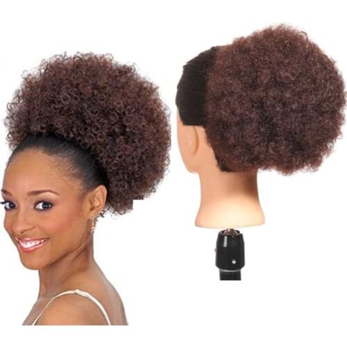 Super big size Puff Afro Curly Chignon Wig Drawstring Ponytail Short Clip In on African Synthetic Hair Bun Hair Pieces