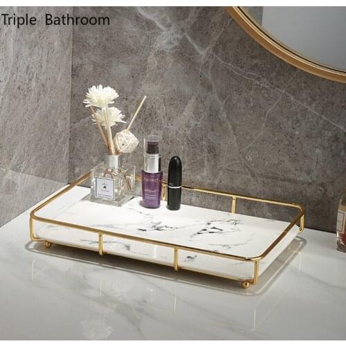 Nordic Bathroom Cosmetics Storage Tray Ceramics Dressing Table Racks Princess Finishing Rack Jewelry Tray Home Storage Holder