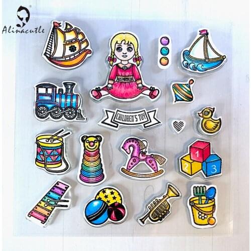 CLEAR STAMPS Childrens Toy Doll Rocking Horse Scrapbooking Handmade Card Album Paper Craft Rubber Transparent Silicon Stamp