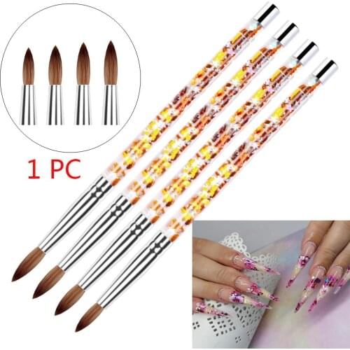 1 Pc Nylon Nail Brush 8/10/12/14 UV Gel Carving Pen Acrylic Nail Brush With Liquid Glitter Handle Nylon Manicure Tools