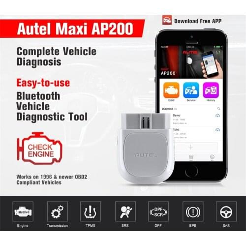 Autel MaxiAP AP200 Bluetooth OBD2 Code Reader AP 200 with Full System Diagnoses AutoVIN TPMS IMMO Service