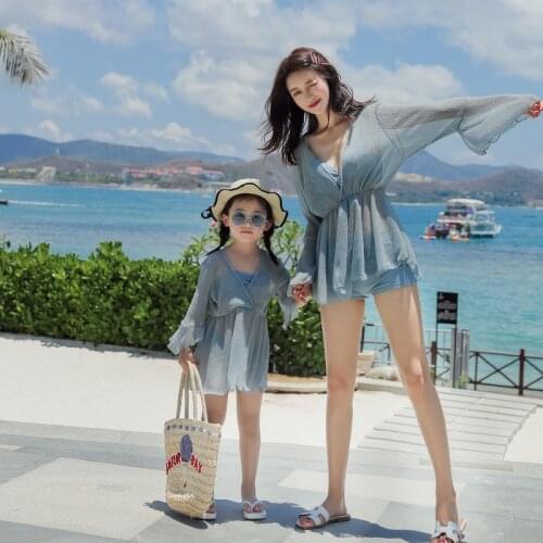 Family Matching Swimwear Mother and Daughter Bikini Swimsuit Beachwear Sunscreen Three-piece Suit Family Matching Set