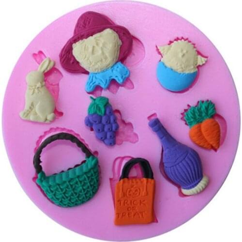 Rabbit Grapes Cake Silicone Mold Fondant Cake Chocolate Moulds Candy Biscuits Mould Kitchen Cookies Baking Cake Decoration Tools