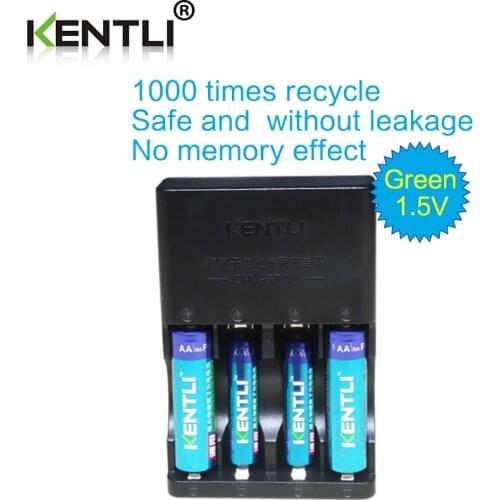KENTLI 4pcs 1.5v aa aaa 3000/ 1180mWh Rechargeable Li-ion Li-polymer Lithium battery + 4 slots AA AAA lithium Smart Charger
