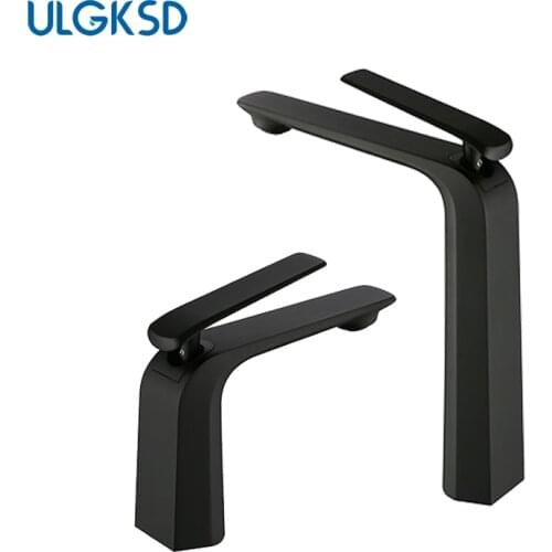 ULGKSD Blackend Basin Faucet Single Handle Hole Mixer Tap H/C Water Vanity Sink Deck Mount Bathroom Basin Mixer Taps
