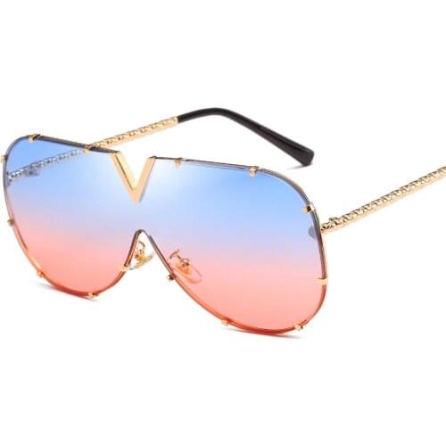 2018 High Quality Metal Pink Blue Sunglasses Women Men UV400 Sun Glasses Mirror Coating Sun Glasses Brand Designer Shades