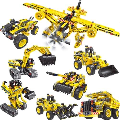 MEOA City Engineering Truck Series 2 IN 1 Deformation Building Blocks Bricks 8 Styles Excavator Bulldozer Robot Airplane Model