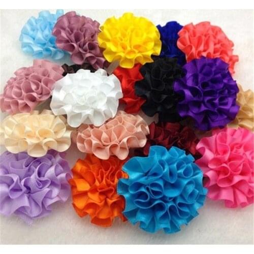 Wedding Jewelry 15PCS MIX 50mm Satin Ribbon Carnations Flower with Appliques Craft Trim DIY