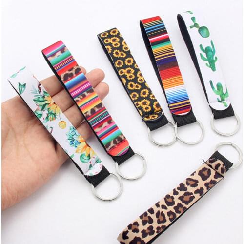 Flower Pattern Cloth Band Phone Lanyard Keychain For Women Phone Case Wallet Short Long Ribbon For Camera Key Ring