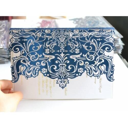 Unique customized paper laser cut wedding invitations , elegant and simple greeting cards for wedding