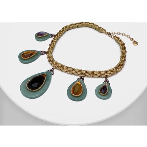 XL09596-i40 Amorita boutique Simple and elegant drop shaped natural stone exaggerated necklace