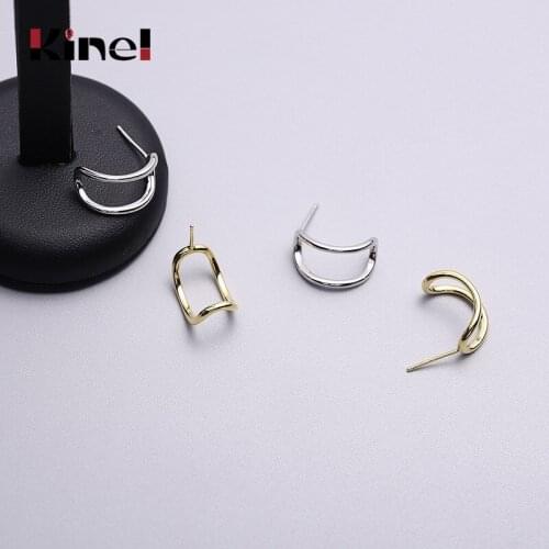 Kinel 925 Pure Sterling Silver Double Layer Female Earrings for Women Stackable Korean Minimalist Jewelry