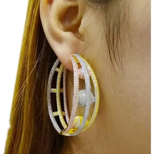 2020 Charms Cubic Zirconia Statement Women Hoop Earrings Trendy Big Circle Hoop Earrings Original Design Circle boucle d'oreille