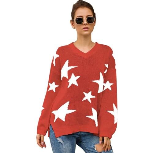 V-neck long sleeve sweater Women Loose streetwear crop sweater Knitted high fashion 2019 patchwork color autumn winter jumper