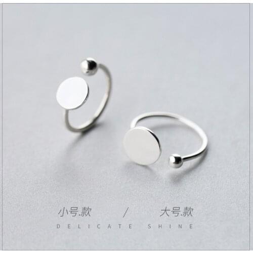 1pc New Real. 925-Sterling-Silver-Jewelry Coin Round &ball geometric Ring adjustable GTLJ1133