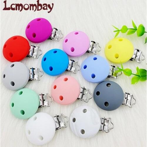 10/20/50pcs BPA Free Silicone Round Clip DIY Baby Teething Dummy Teether Pacifier Clips Nurse Toy Accessories