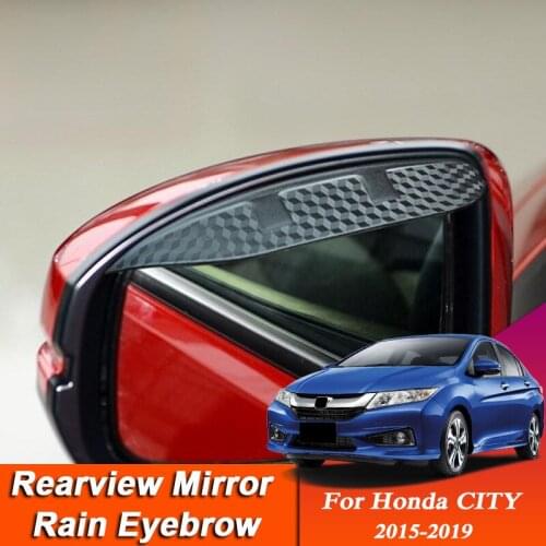 2PCS Car-styling For Honda CITY 2015-2019 Carbon Fiber Rearview Mirror Eyebrow Rain Shield Anti-rain Cover External Accessory
