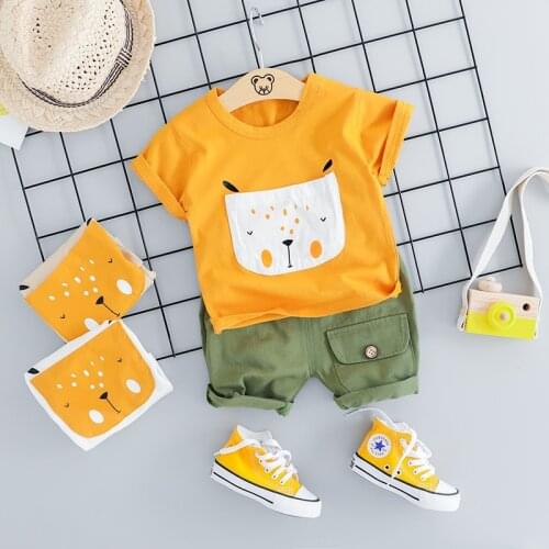 2021 Summer New Cartoon Baby Boy Clothes T-Shirt+Shorts Print Kids Clothes Sets Toddler Boy Suit Children Clothing For 1-4 Age