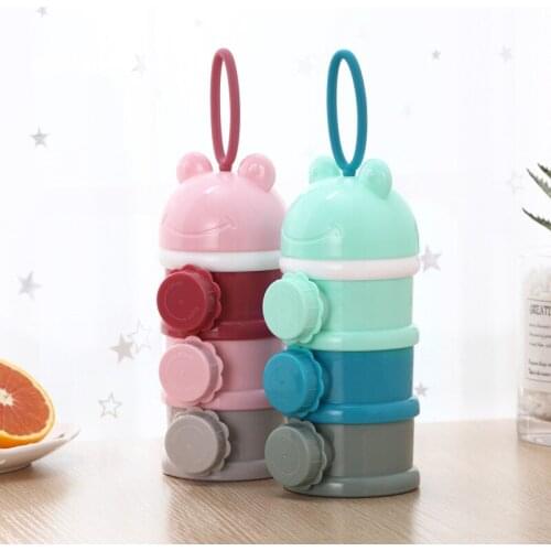 3-layer Portable Baby Food Box Essential Cartoon Baby Milk Powder Box Toddler Snack Box Independent Layered Milk Powder Box