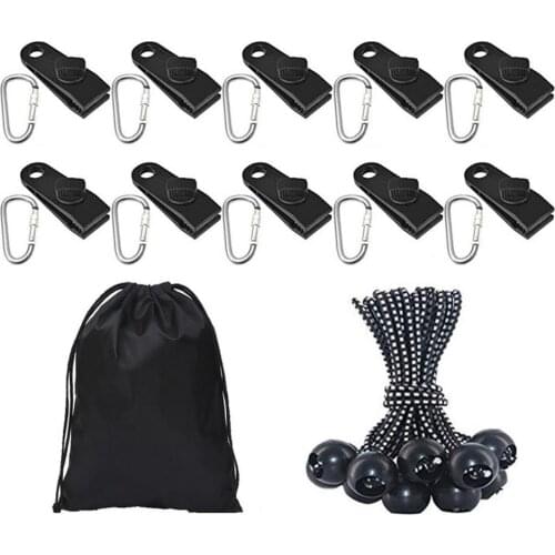 31Pcs Outdoor Tent Clip Fixed Buckle Set High-Elastic Bungee Cord Tarp Clips Set for Awning Tent Camping Accessories