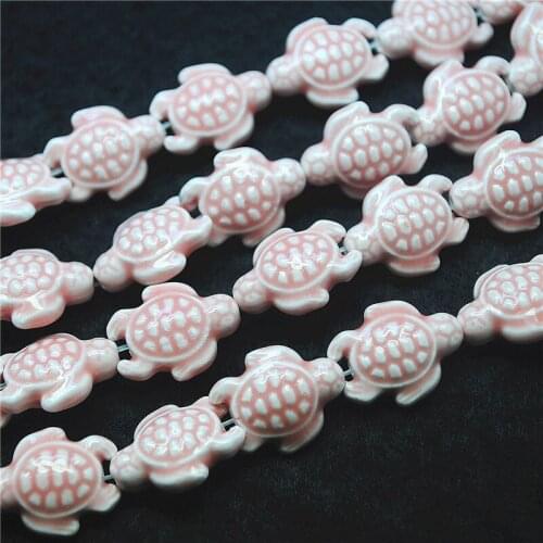 40pcs New Carving blue Ceramic Beads Turtles Shape size 14x17mm New Porcelain Beads accessories For Womens Bracelet Making fits