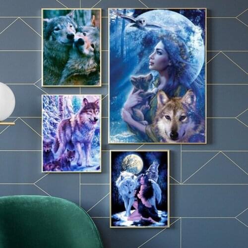 Wolf 5D cartoon diamond painting Diamond Embroidery Animal Diamond Mosaic Home Decor Christmas gift