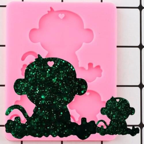 Shiny Monkey Silicone Mold Epoxy Resin Craft Keychain Jewelry Making Moulds Polymer Clay Pendant DIY Handmade Charms Mould