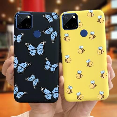 Cute Bee Butterfly Case For Realme C25 Coque 2021 Realme Narzo 20 30A Soft Silicone TPU Back Cover For Realme C25 C 25 Funda 6.5