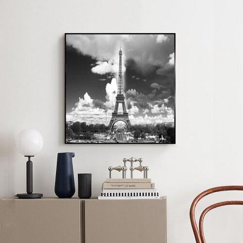 Nordic simple black and white building tower canvas print decorative painting living room bedroom study poster murals