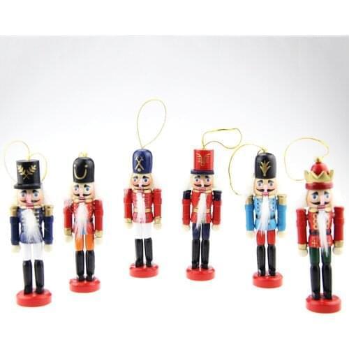 12cm Wooden Nutcracker Soldier Merry Christmas Decorations for Home Christmas Tree Ornaments New Year Decor Kids Doll randomly