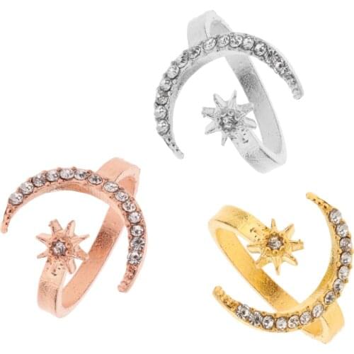 Elegant Moon Ring Fashionable Open Design Moon Star Finger Ring for Women Gift