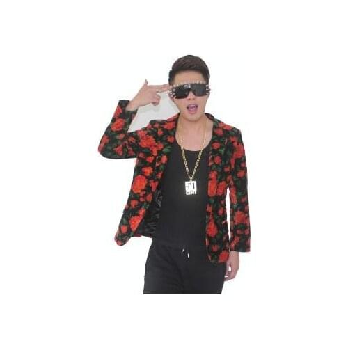 Stage dance Original flowers suits mens blazer jacket men blazer slim fit terno masculino blazer men jacket 3XL Customizable