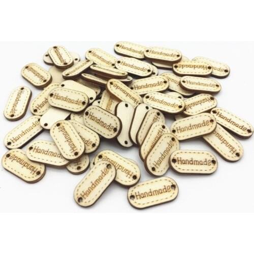 1000pcs Natural Wood Handmade Buttons Connectors Tag Label Rectangle Oval Embellishments Ornament Craft Decorations