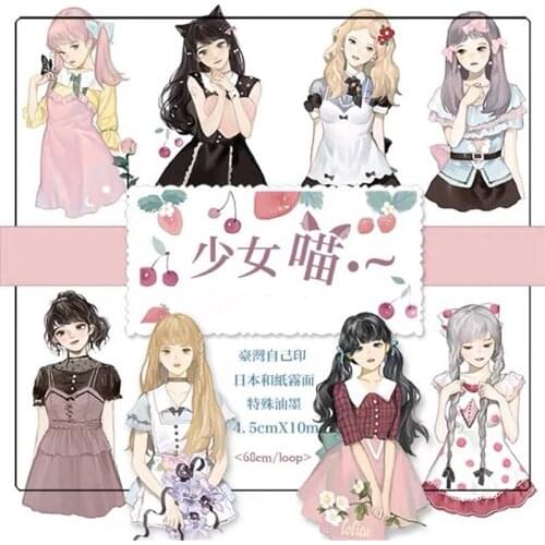 Lovely Girl Washi Tapes Bullet Journal Masking Tape Adhesive Tape DIY Scrapbooking Washi Stickers