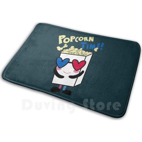 Popcorn Time Mat Rug Carpet Anti-Slip Floor Mats Bedroom Popcorn Movie Cinema Movies Film Food Corn Cute Snack White Movie Time