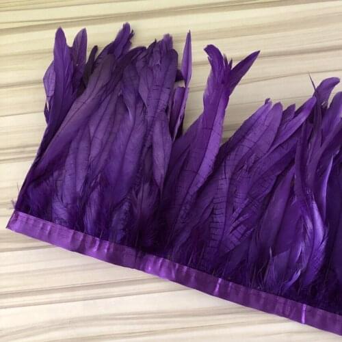 Wholesale 10Meters 25-30cm Rooster Feathers Trim Use in Clothing Design Sewing Ribbons Fabris Natural Feather Lace Plumes Strips
