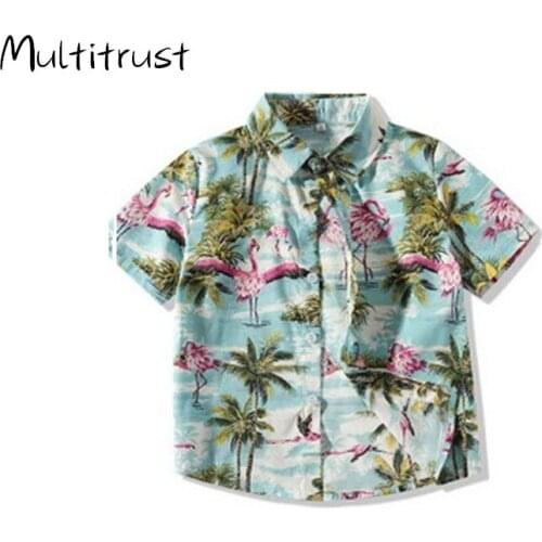 Multitrust 1-6Y Summer Causal Kids Baby Boys Beach T Shirts Tops Short Sleeve Print Pullover Tops Outfits