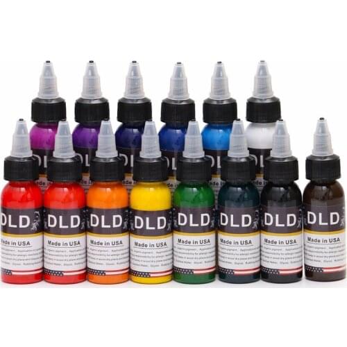 14 Bottles 1oz Tattoo Paint Set Body Paint 30ml 14 Colors Professional Tattoo Permanent Colorant Color Ink