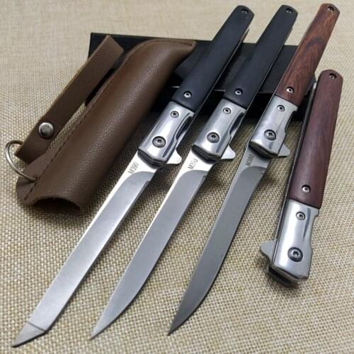 8.8'' Damascus Pattern M390 Folding Knife Outdoor Self-Defense Knife High Hardness Folding Knife Sandalwood Portable Fruit Knife